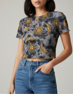 Camiseta Crop Mística Sol y Luna Tie-Dye