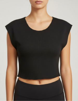Crop Top Negro Estilo Muscle Tee con Hombreras