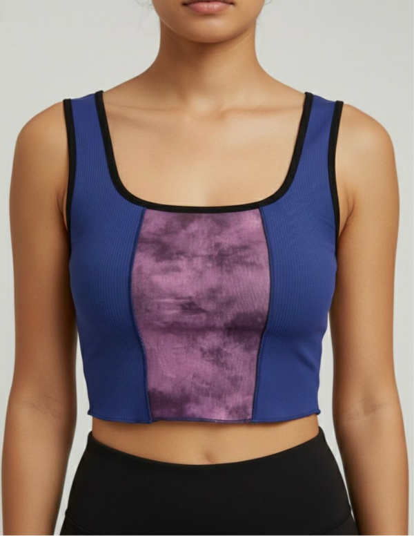 Top Crop Azul con Panel Central Tie-Dye